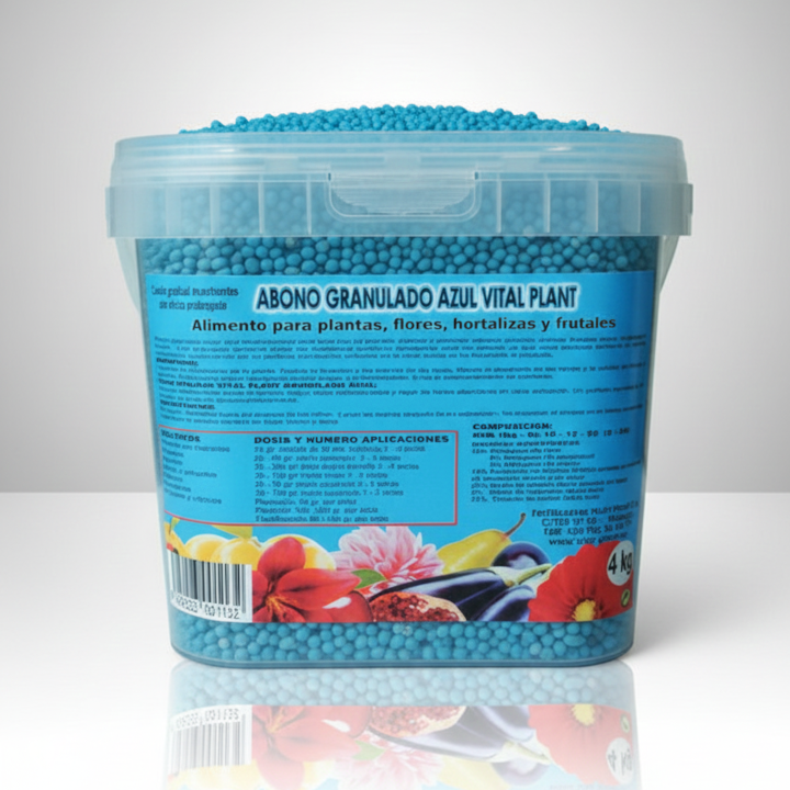 ABONO MINERAL GRANULADO COMPLEJO COLOR AZUL CUBO 4 KG